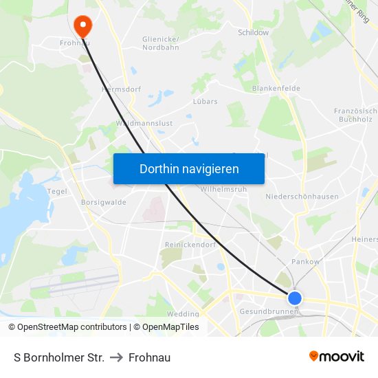 S Bornholmer Str. to Frohnau map