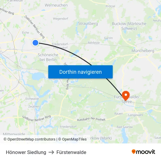 Hönower Siedlung to Fürstenwalde map