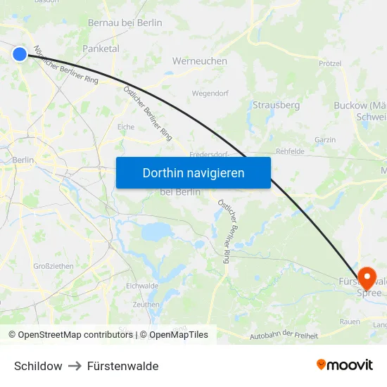 Schildow to Fürstenwalde map