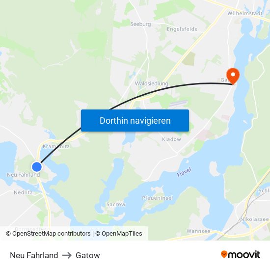 Neu Fahrland to Gatow map