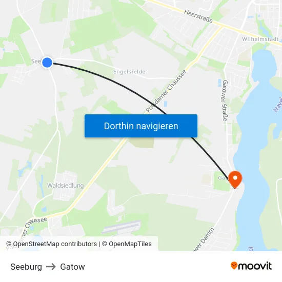 Seeburg to Gatow map