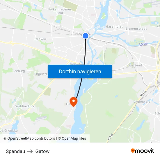 Spandau to Gatow map