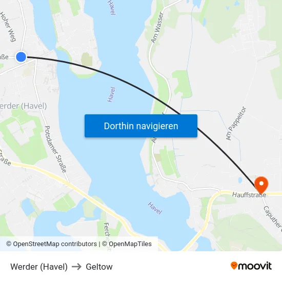 Werder (Havel) to Geltow map