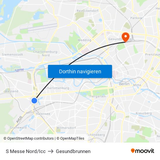 S Messe Nord/Icc to Gesundbrunnen map