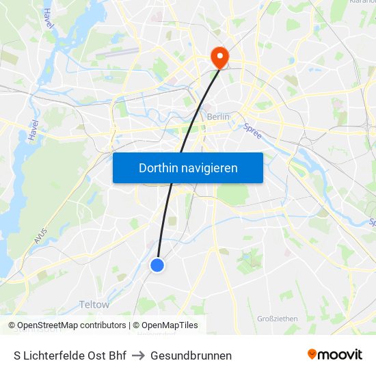 S Lichterfelde Ost Bhf to Gesundbrunnen map