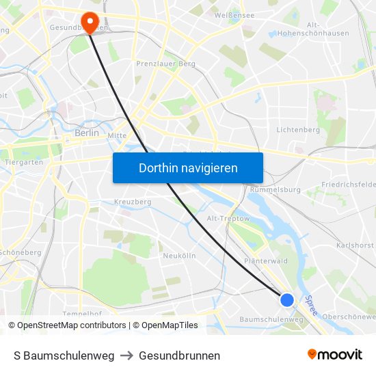 S Baumschulenweg to Gesundbrunnen map