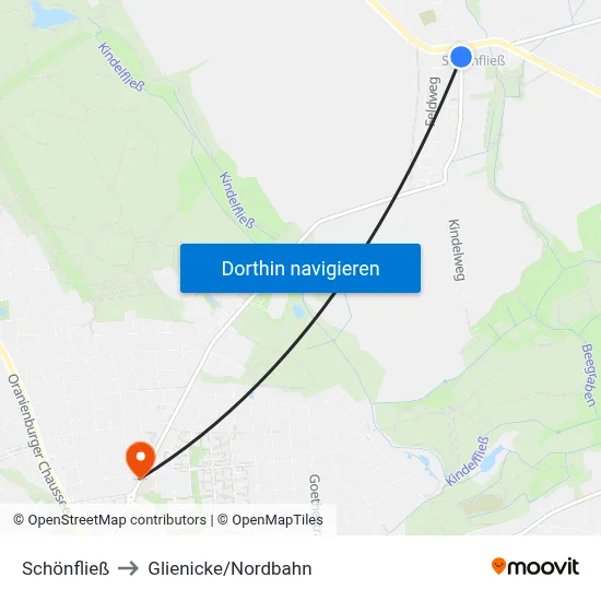 Schönfließ to Glienicke/Nordbahn map