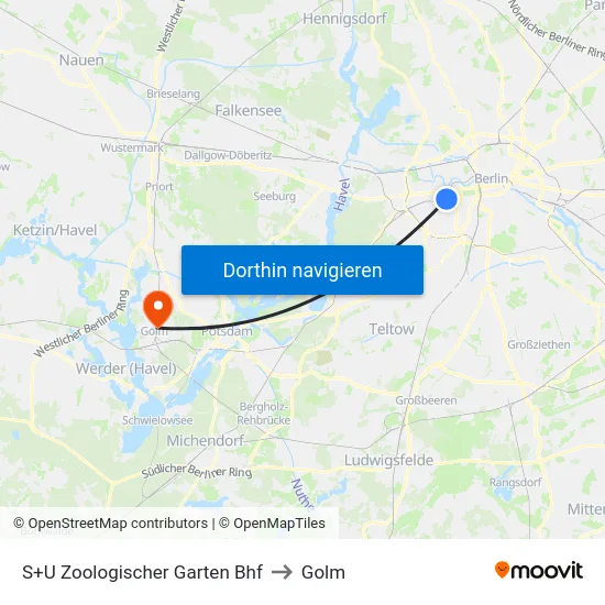 S+U Zoologischer Garten Bhf to Golm map