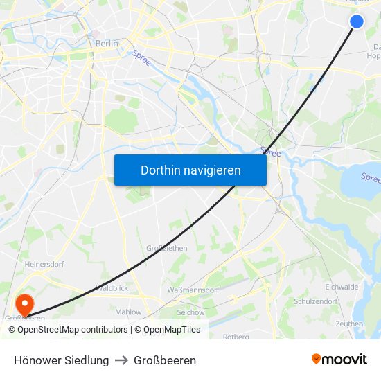 Hönower Siedlung to Großbeeren map