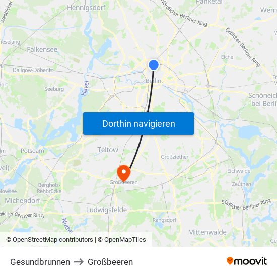 Gesundbrunnen to Großbeeren map