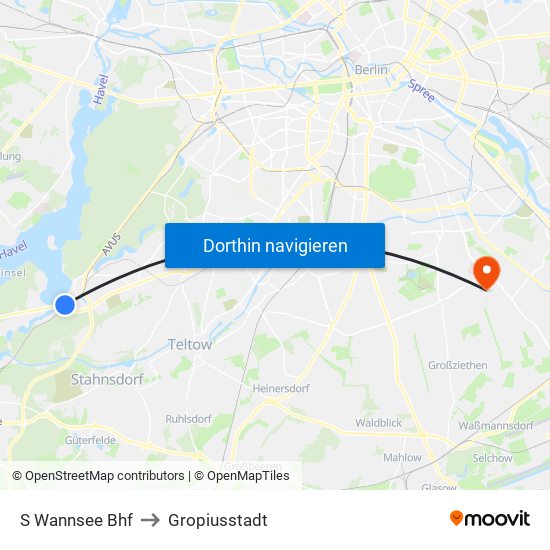 S Wannsee Bhf to Gropiusstadt map