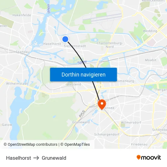 Haselhorst to Grunewald map