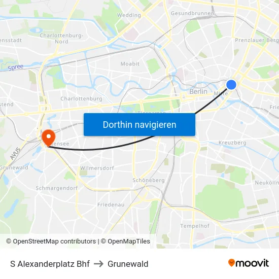 S Alexanderplatz Bhf to Grunewald map