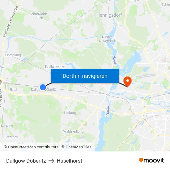 Dallgow-Döberitz to Haselhorst map