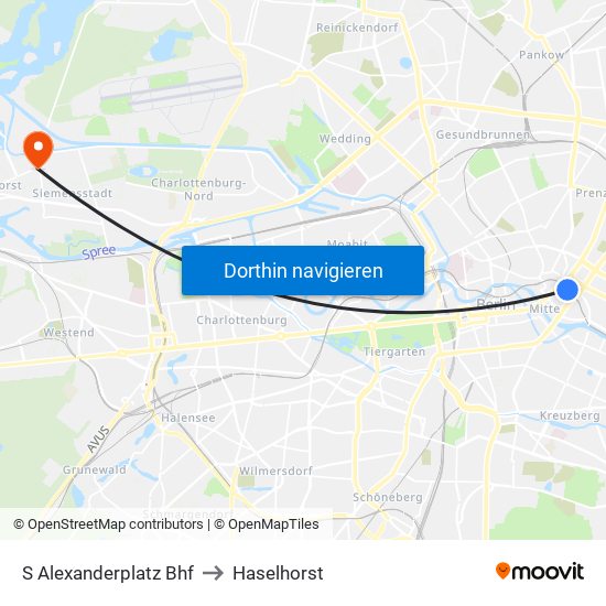 S Alexanderplatz Bhf to Haselhorst map