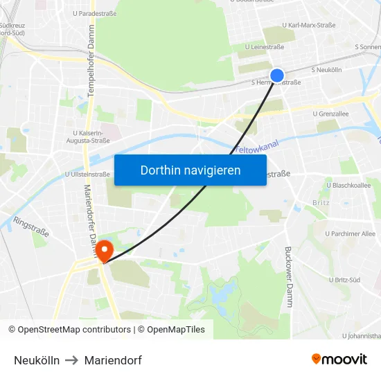 Neukölln to Mariendorf map