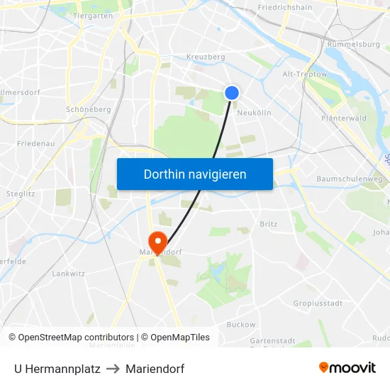 U Hermannplatz to Mariendorf map