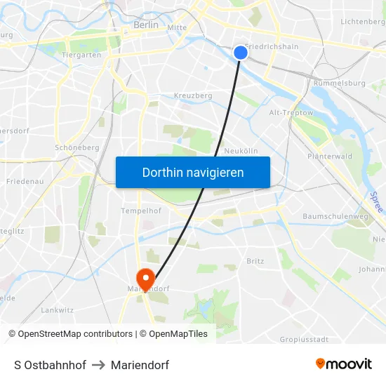S Ostbahnhof to Mariendorf map