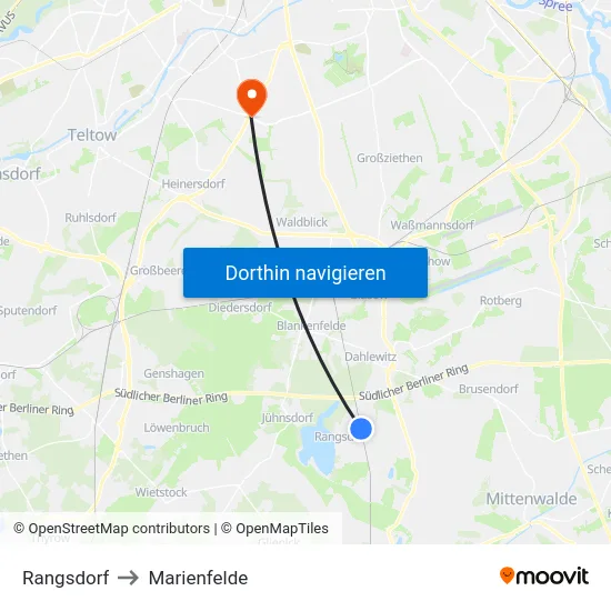 Rangsdorf to Marienfelde map
