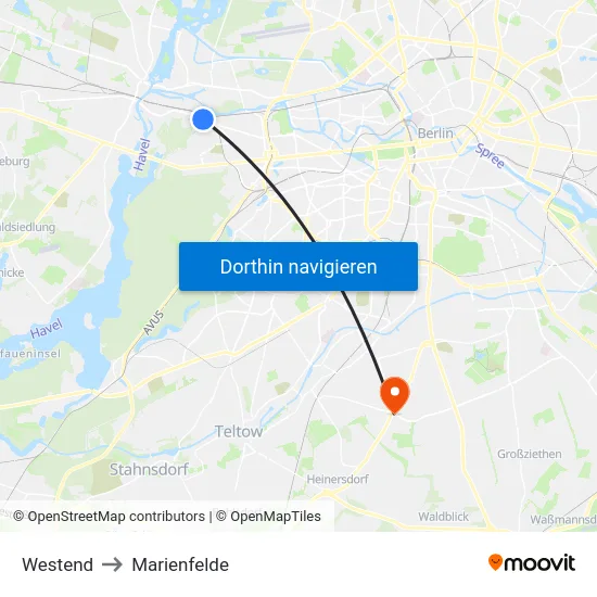 Westend to Marienfelde map