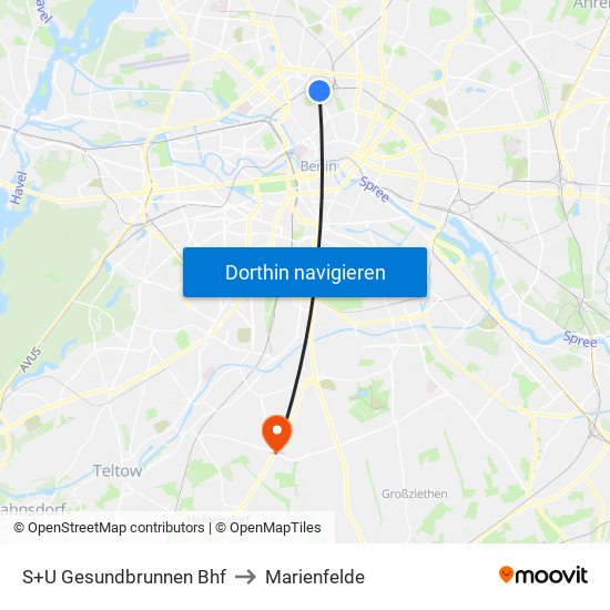 S+U Gesundbrunnen Bhf to Marienfelde map