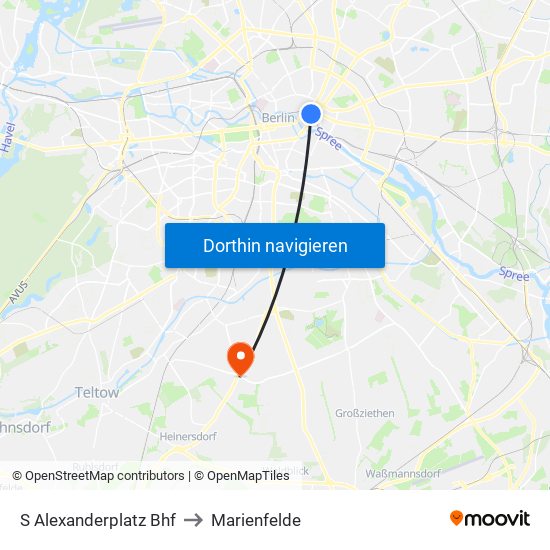 S Alexanderplatz Bhf to Marienfelde map