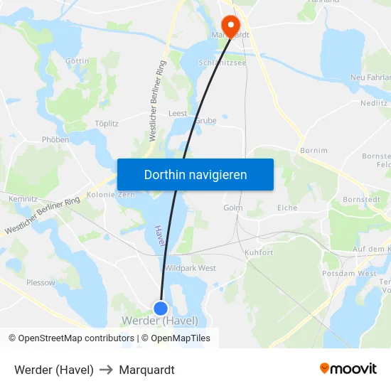 Werder (Havel) to Marquardt map
