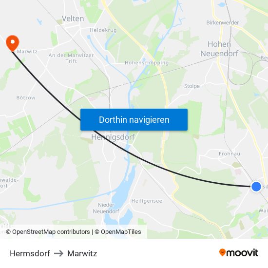 Hermsdorf to Marwitz map