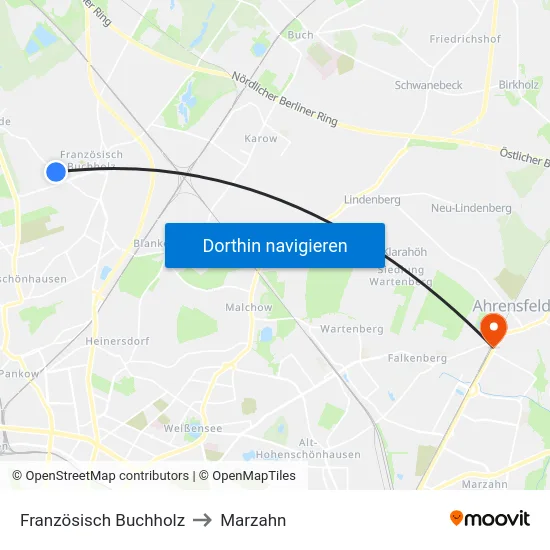 Französisch Buchholz to Marzahn map