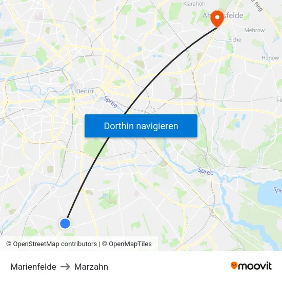 Marienfelde to Marzahn map