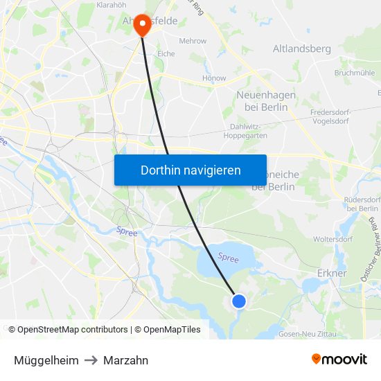 Müggelheim to Marzahn map