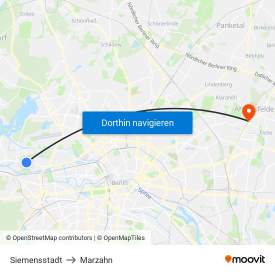 Siemensstadt to Marzahn map