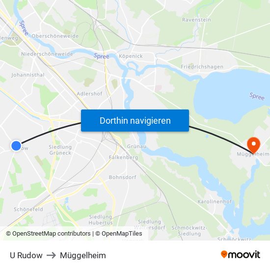 U Rudow to Müggelheim map