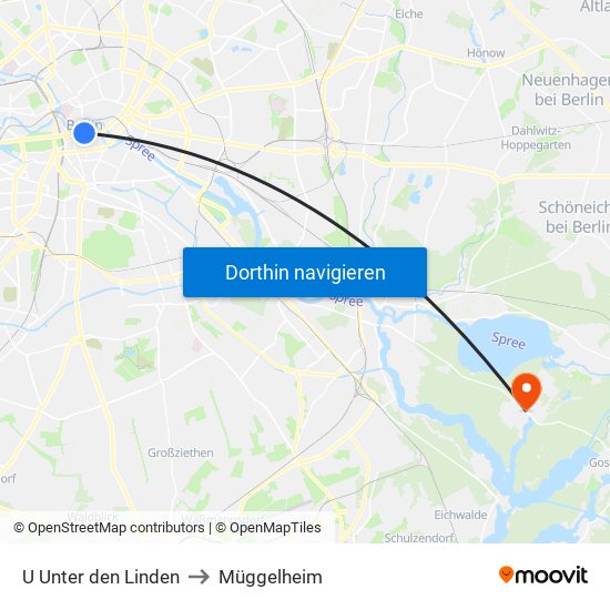 U Unter den Linden to Müggelheim map