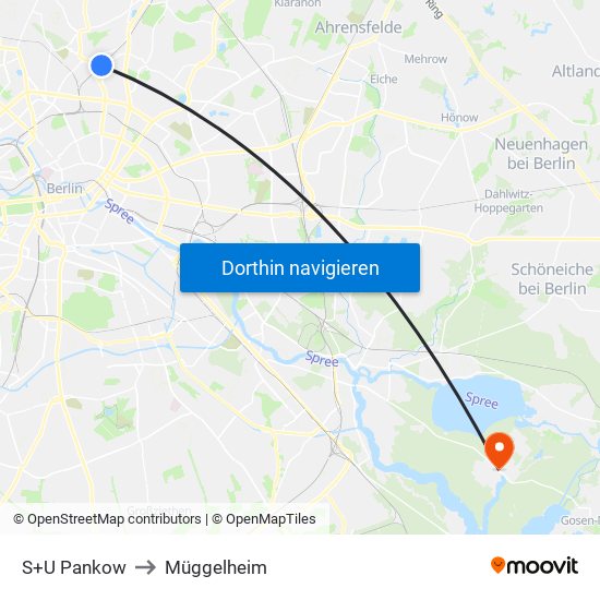 S+U Pankow to Müggelheim map