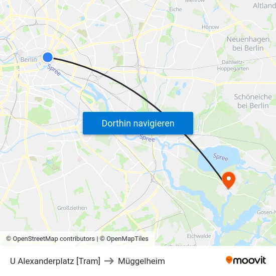 U Alexanderplatz [Tram] to Müggelheim map