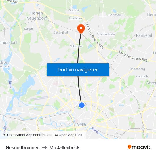 Gesundbrunnen to Mã¼Hlenbeck map
