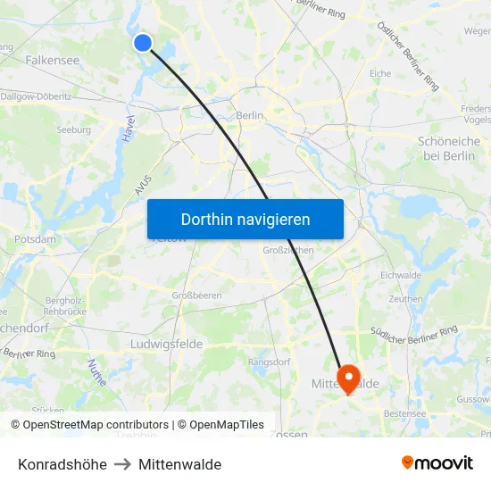 Konradshöhe to Mittenwalde map
