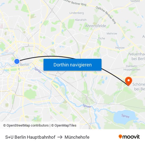 S+U Berlin Hauptbahnhof to Münchehofe map