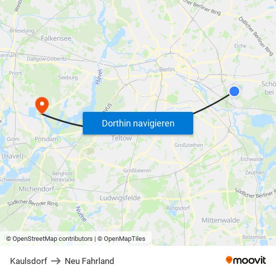 Kaulsdorf to Neu Fahrland map