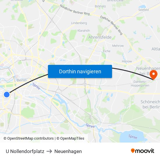 U Nollendorfplatz to Neuenhagen map