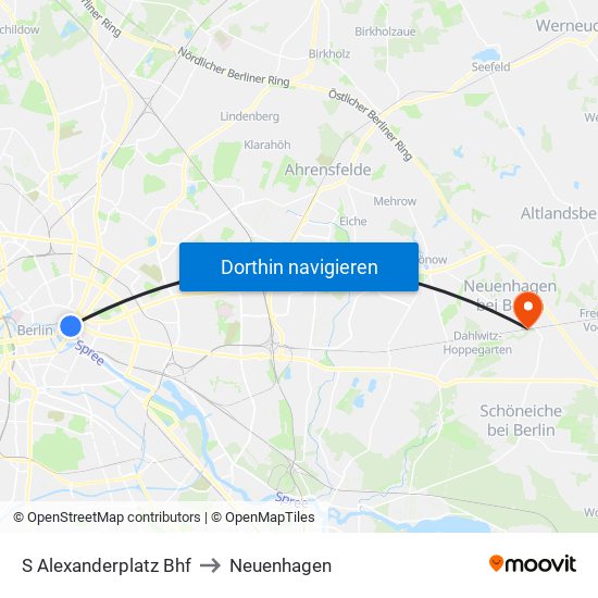 S Alexanderplatz Bhf to Neuenhagen map