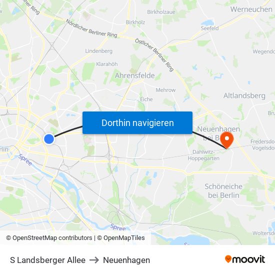 S Landsberger Allee to Neuenhagen map