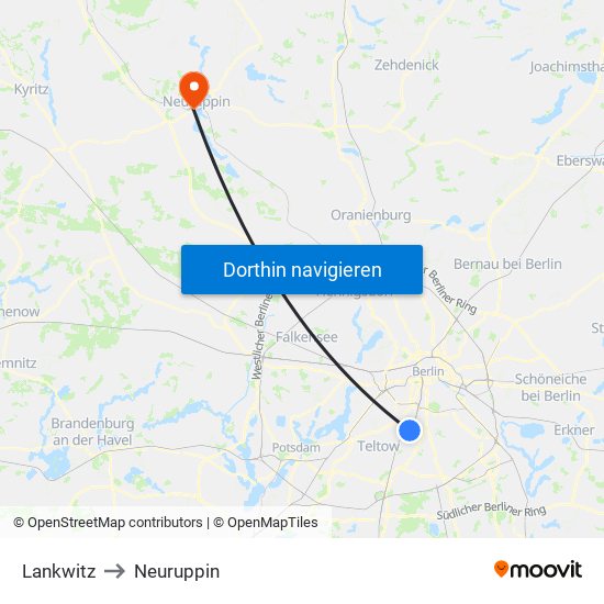 Lankwitz to Neuruppin map