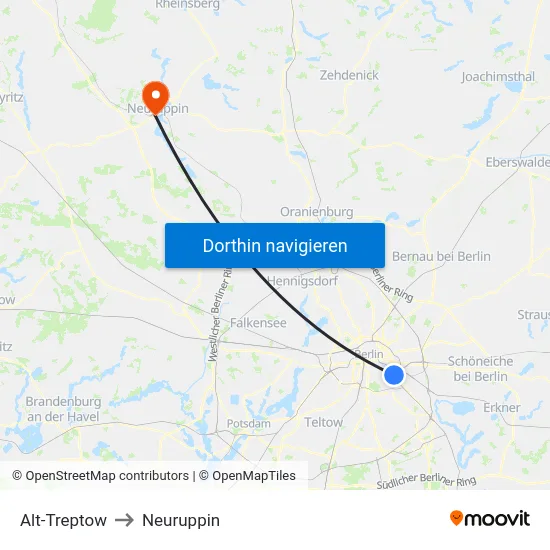 Alt-Treptow to Neuruppin map