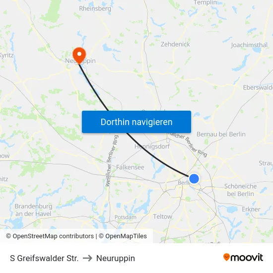 S Greifswalder Str. to Neuruppin map