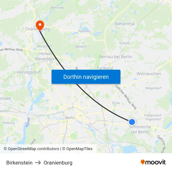 Birkenstein to Oranienburg map