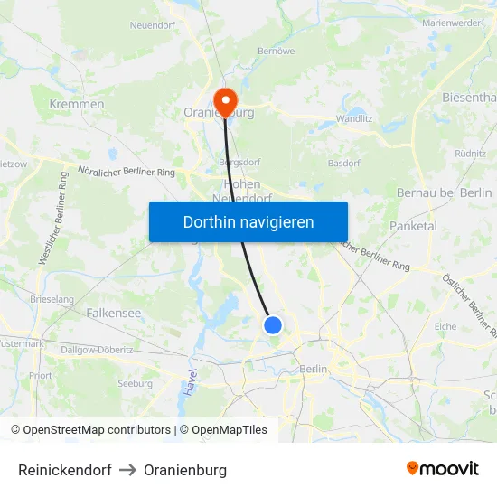 Reinickendorf to Oranienburg map
