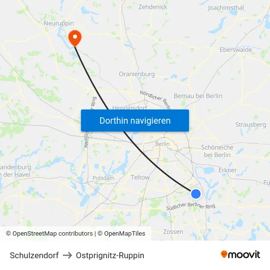 Schulzendorf to Ostprignitz-Ruppin map