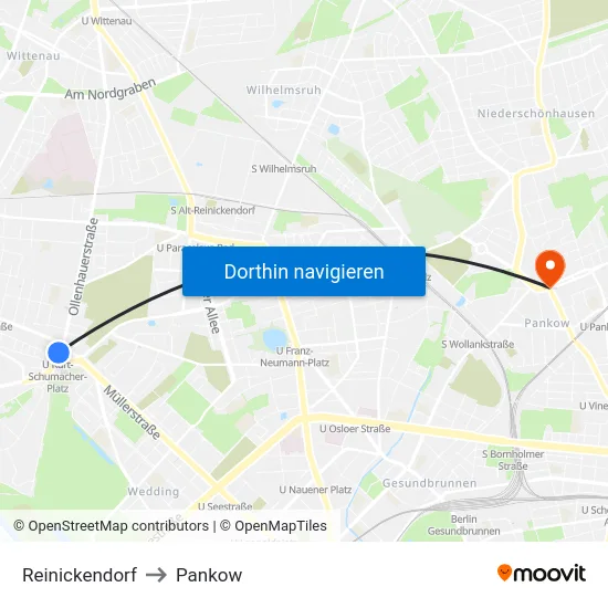 Reinickendorf to Pankow map